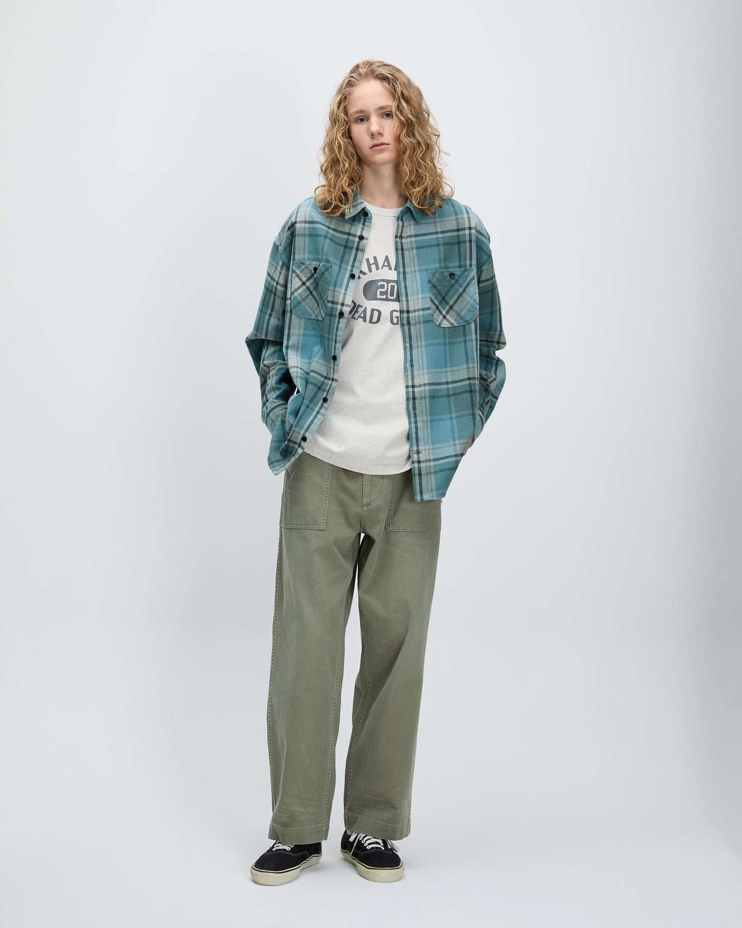 Trucker Plaid Shirt Deep Blue