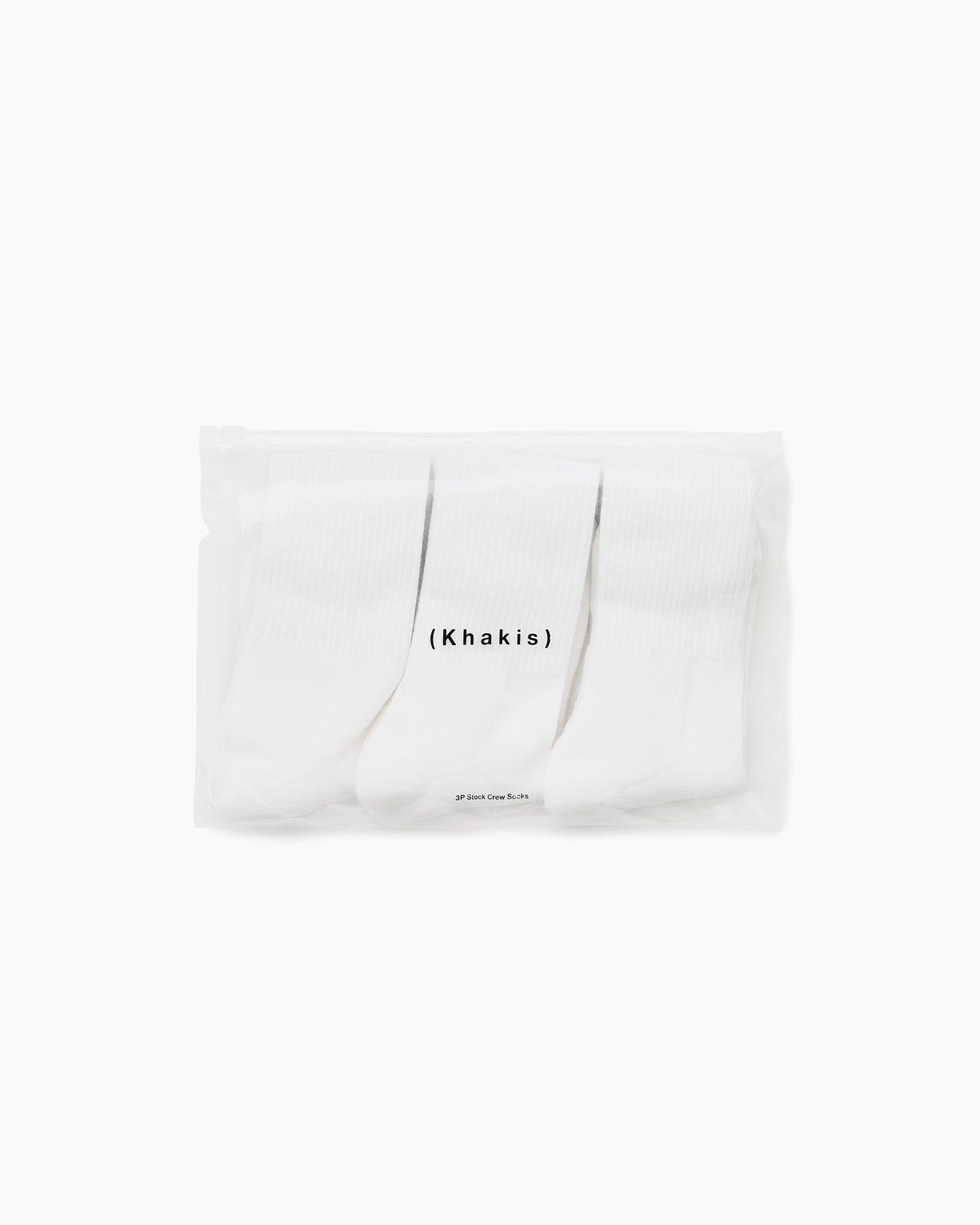 3P Stock Crew Socks White