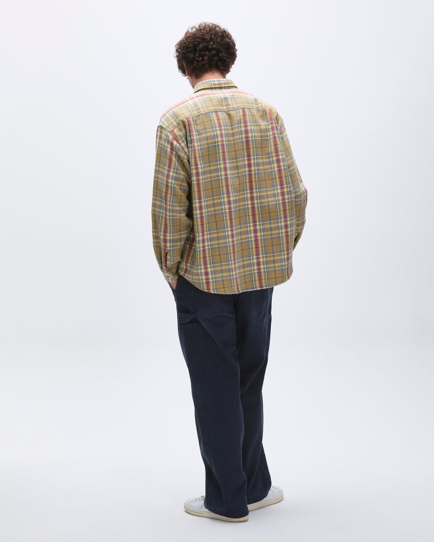 Brushed Plaid Shirt Pale Yellow
