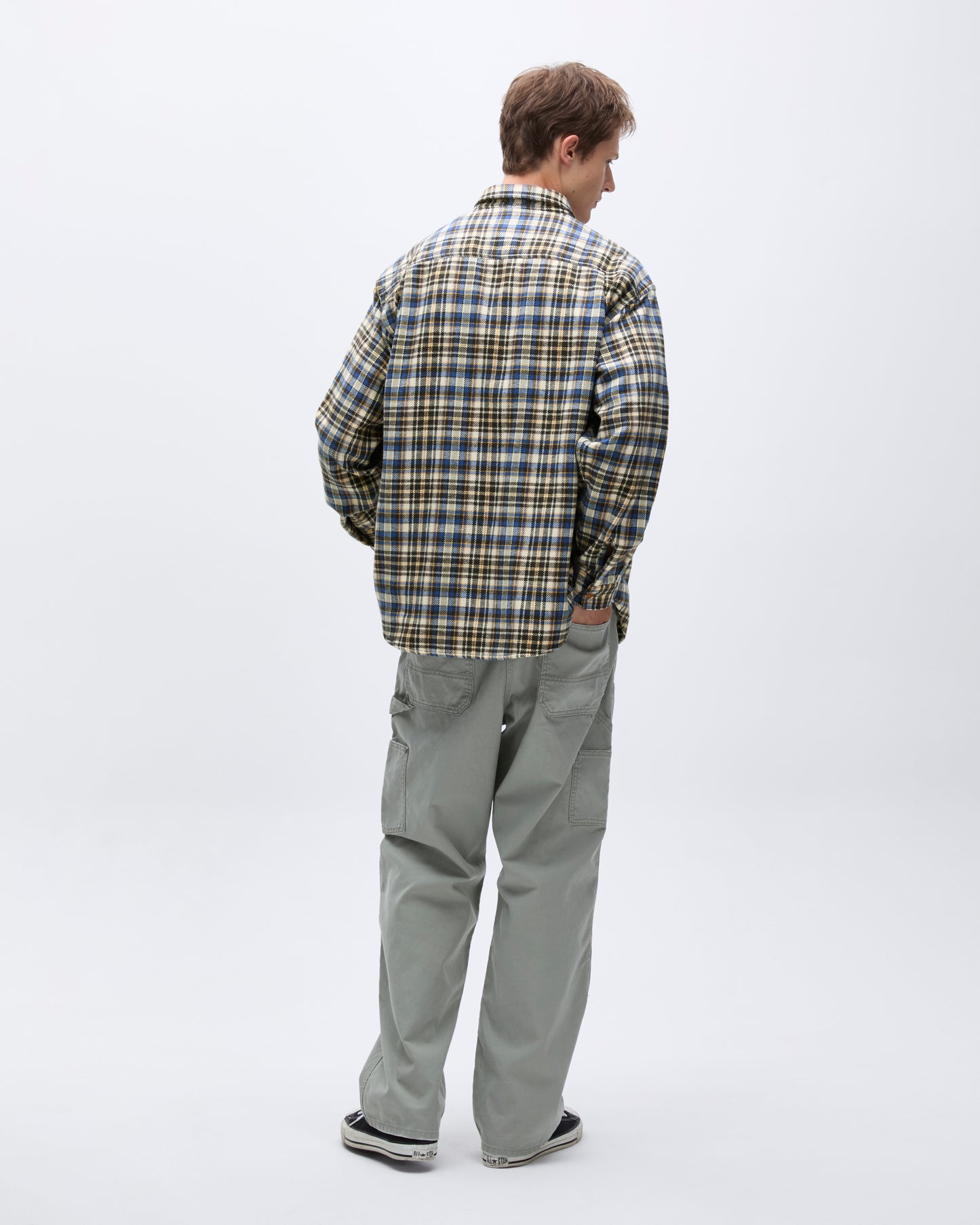 Brushed Plaid Shirt Royal Blue