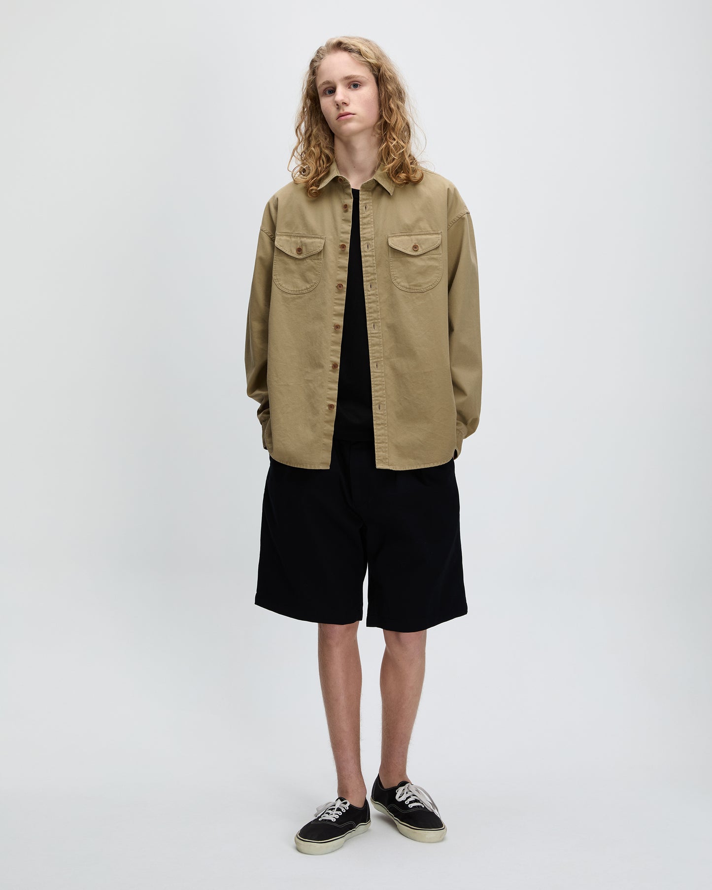 Washed Scout Shirt Tan