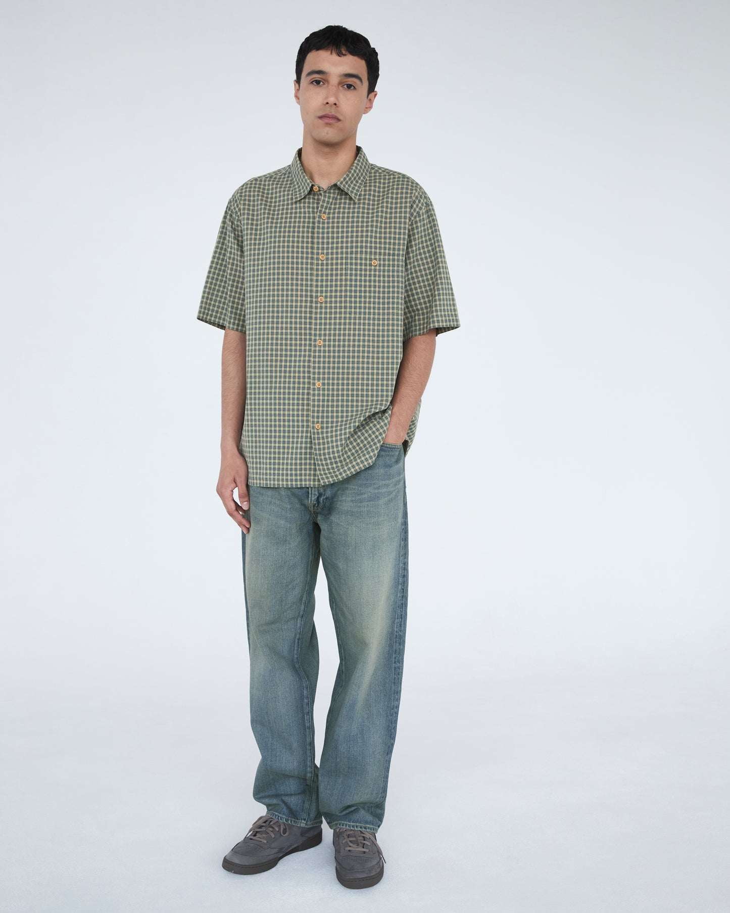 Border Check S/S Shirt Forest