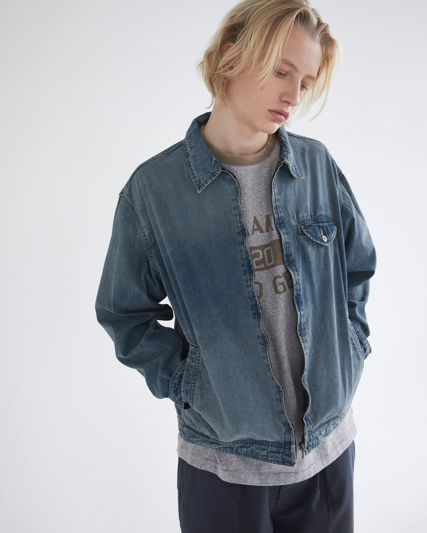 Chambray Swing Jacket Blue