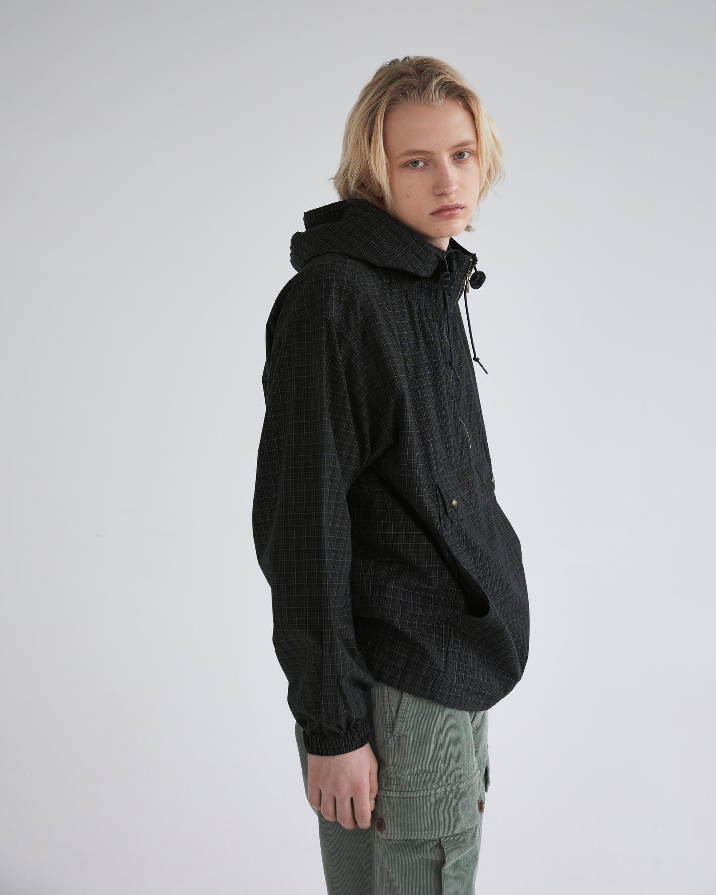 Cotton Plaid Anorak Navy