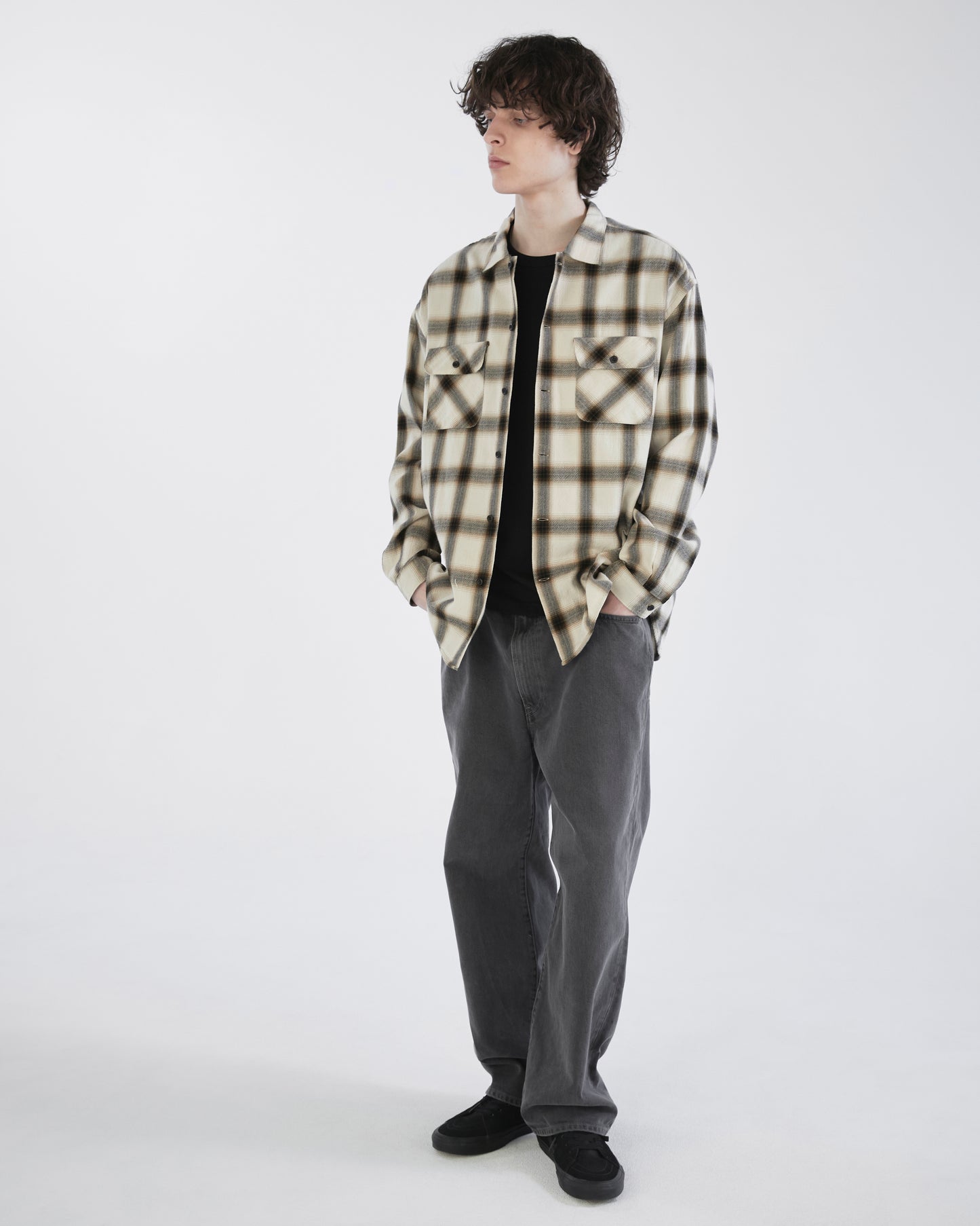 Shadow Plaid Shirt Beige