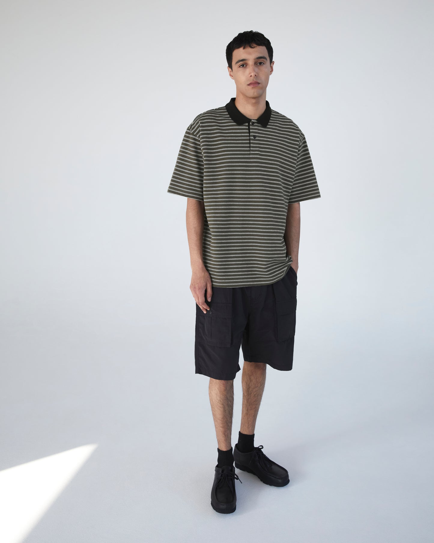 Stripe S/S Polo Olive