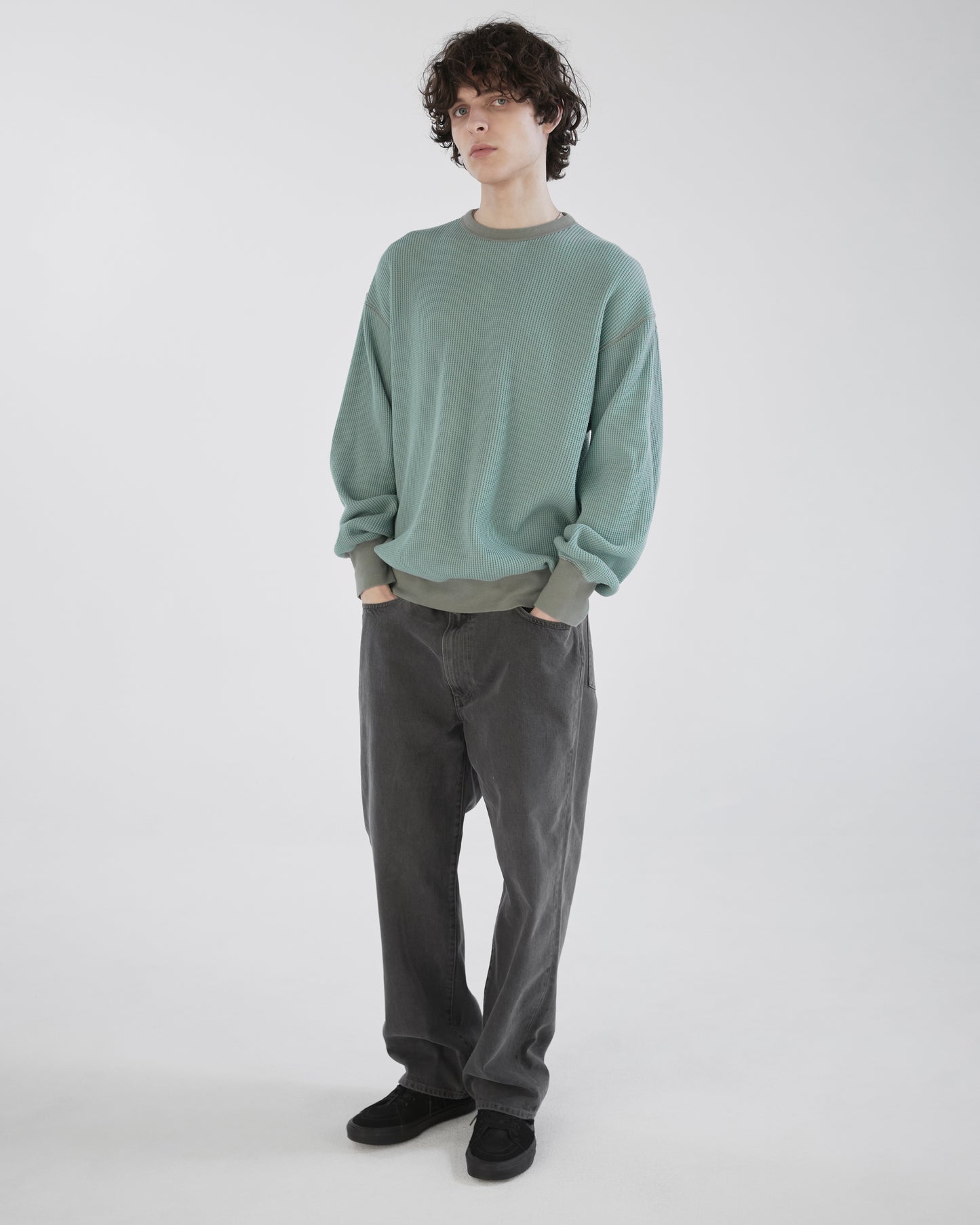 Waffle Crewneck Dusty Teal