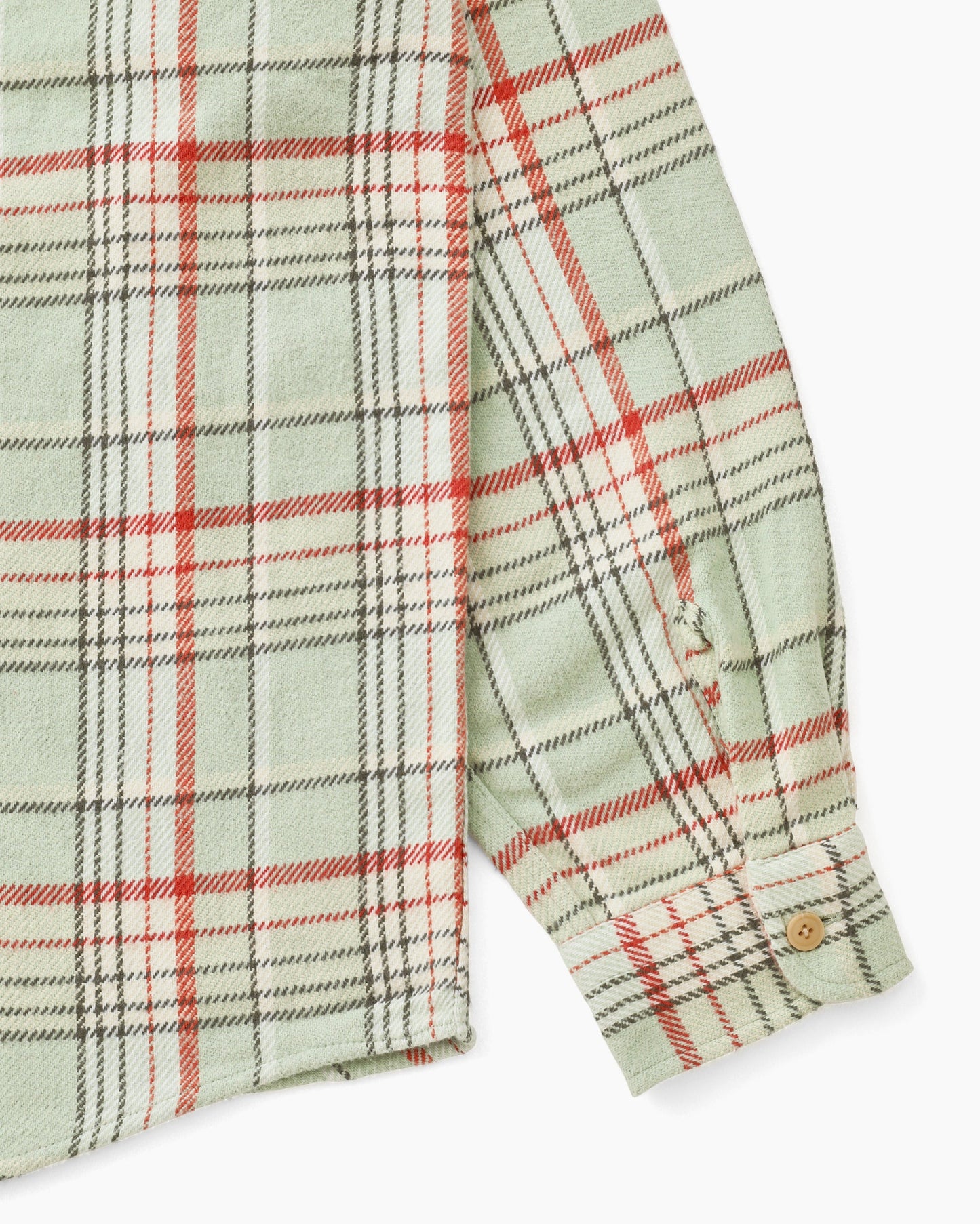 Brushed Plaid Shirt Pale Green