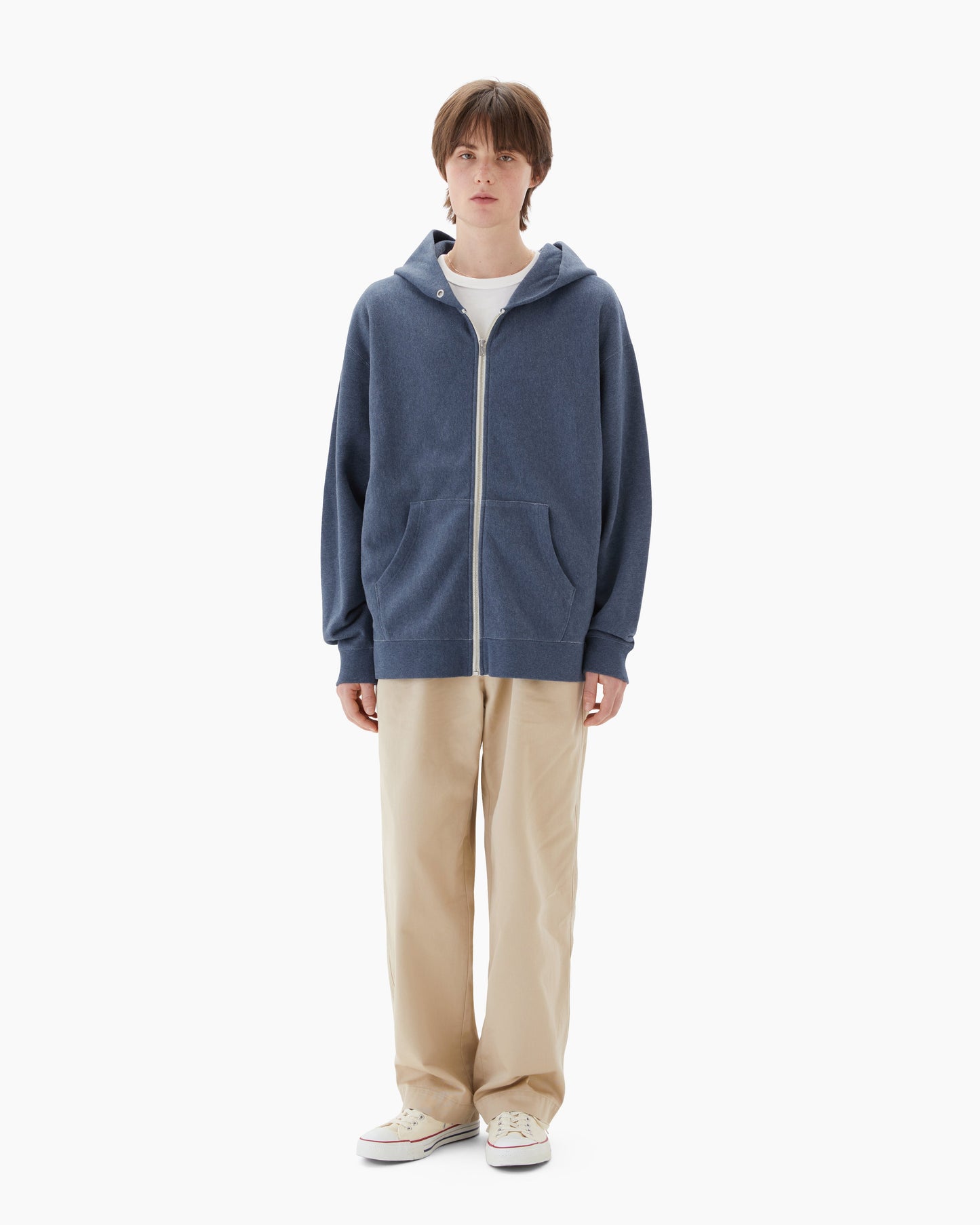 Heather Full Zip Hoodie Blue