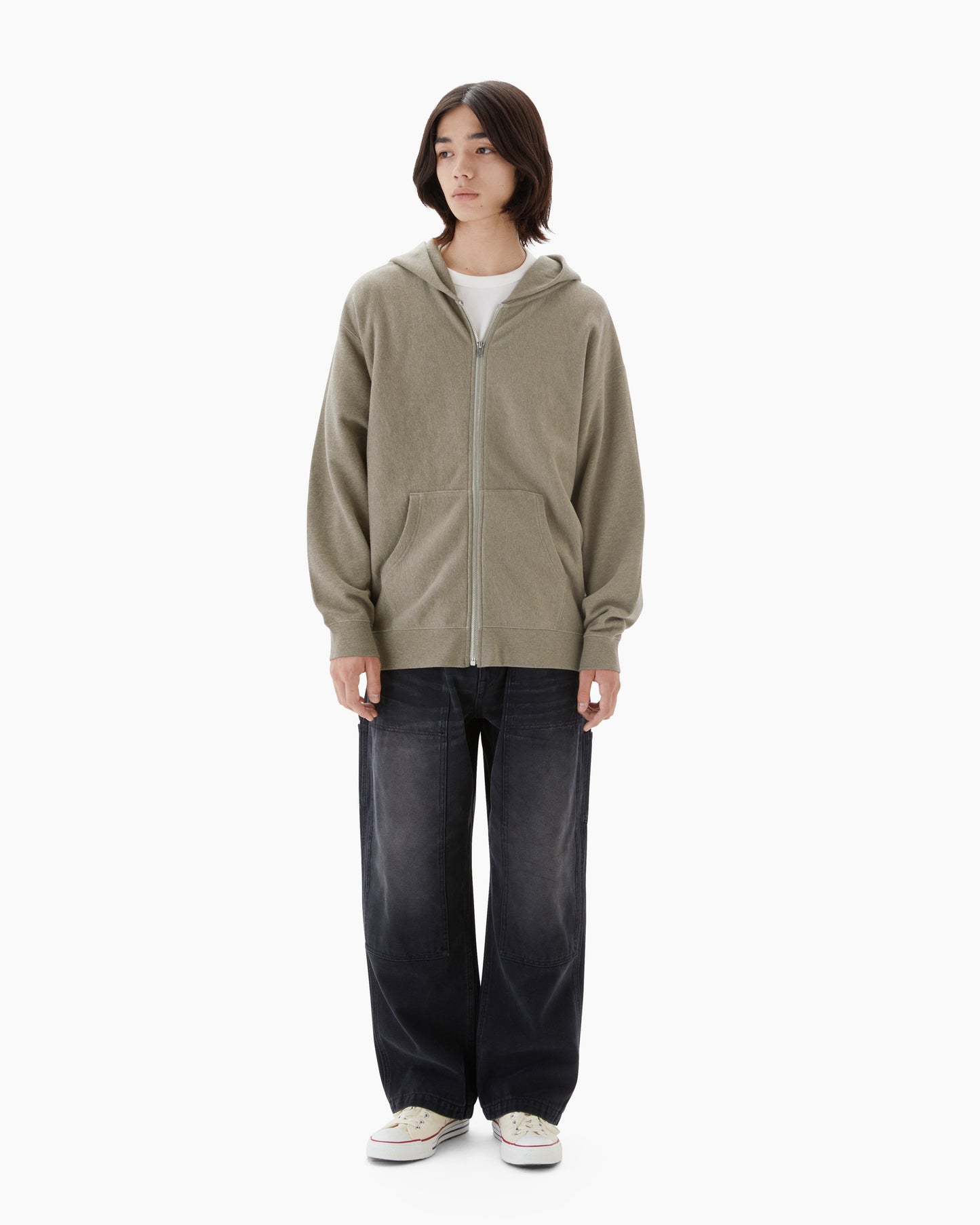 Heather Full Zip Hoodie Sage