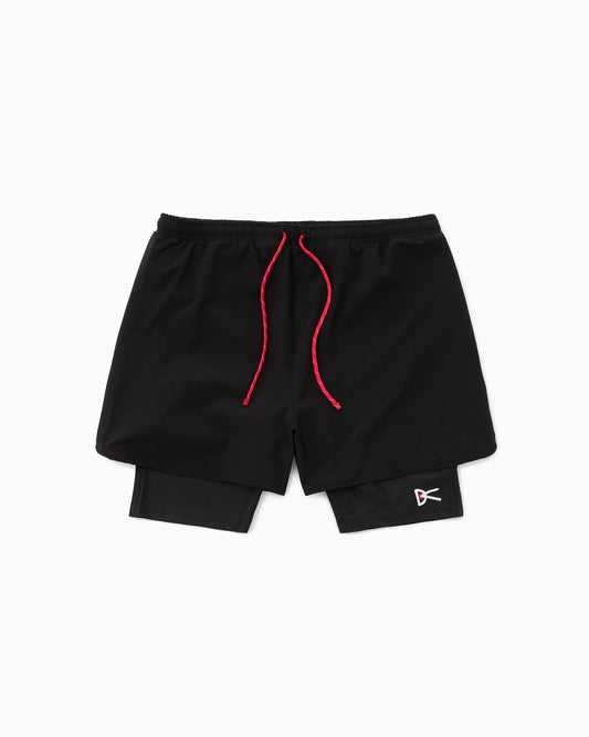 Layered Pocketed Trail Shorts Black