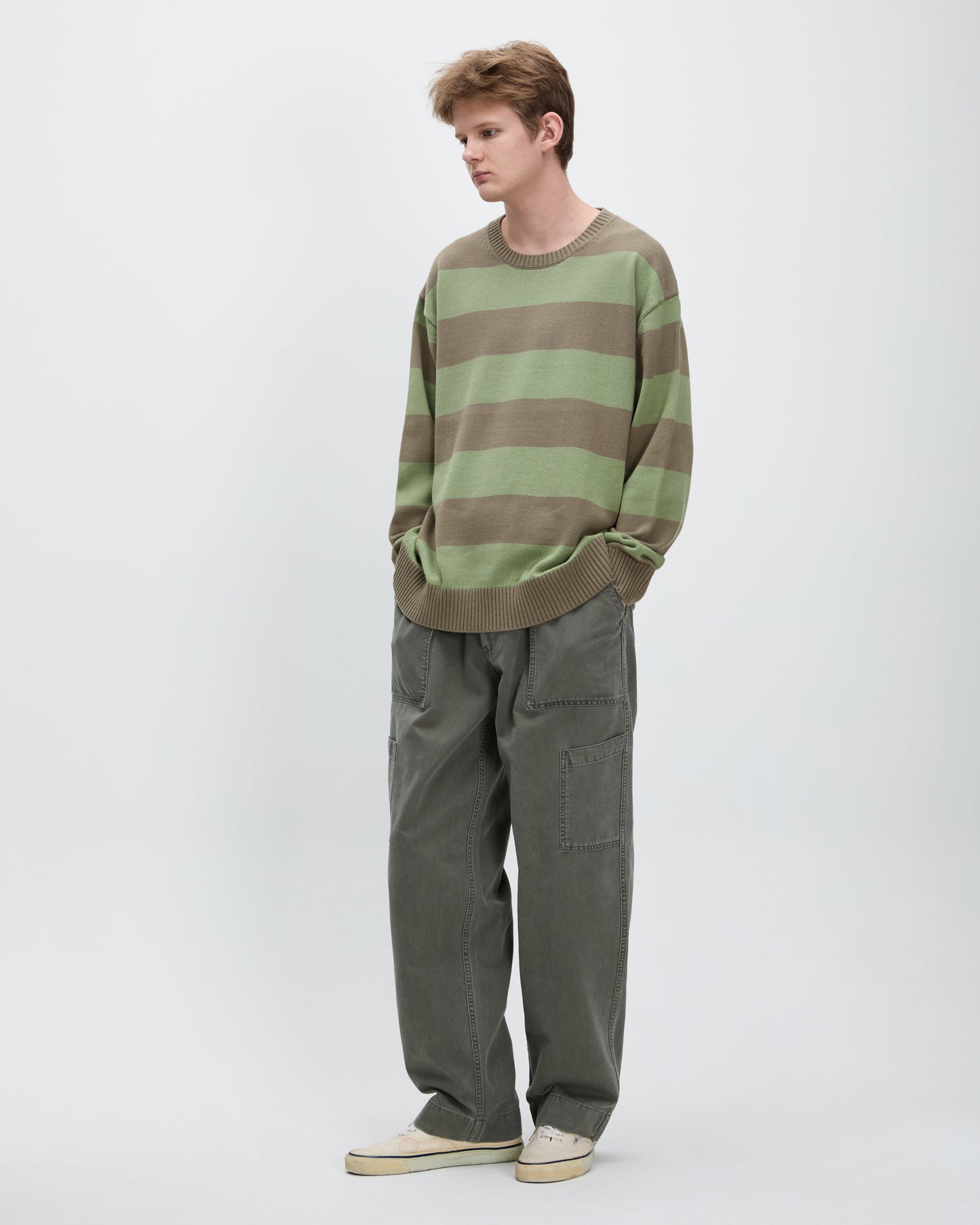 Border Stripe Sweater Sage/Green