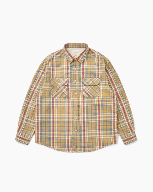 Brushed Plaid Shirt Pale Yellow