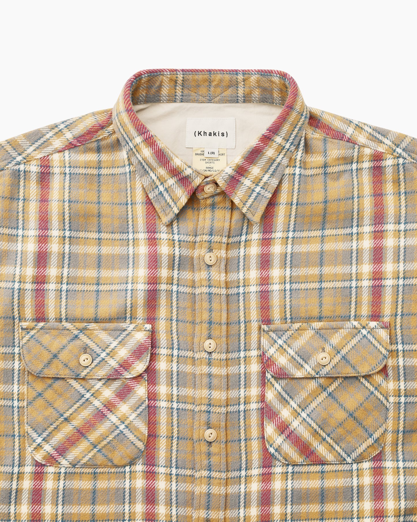 Brushed Plaid Shirt Pale Yellow