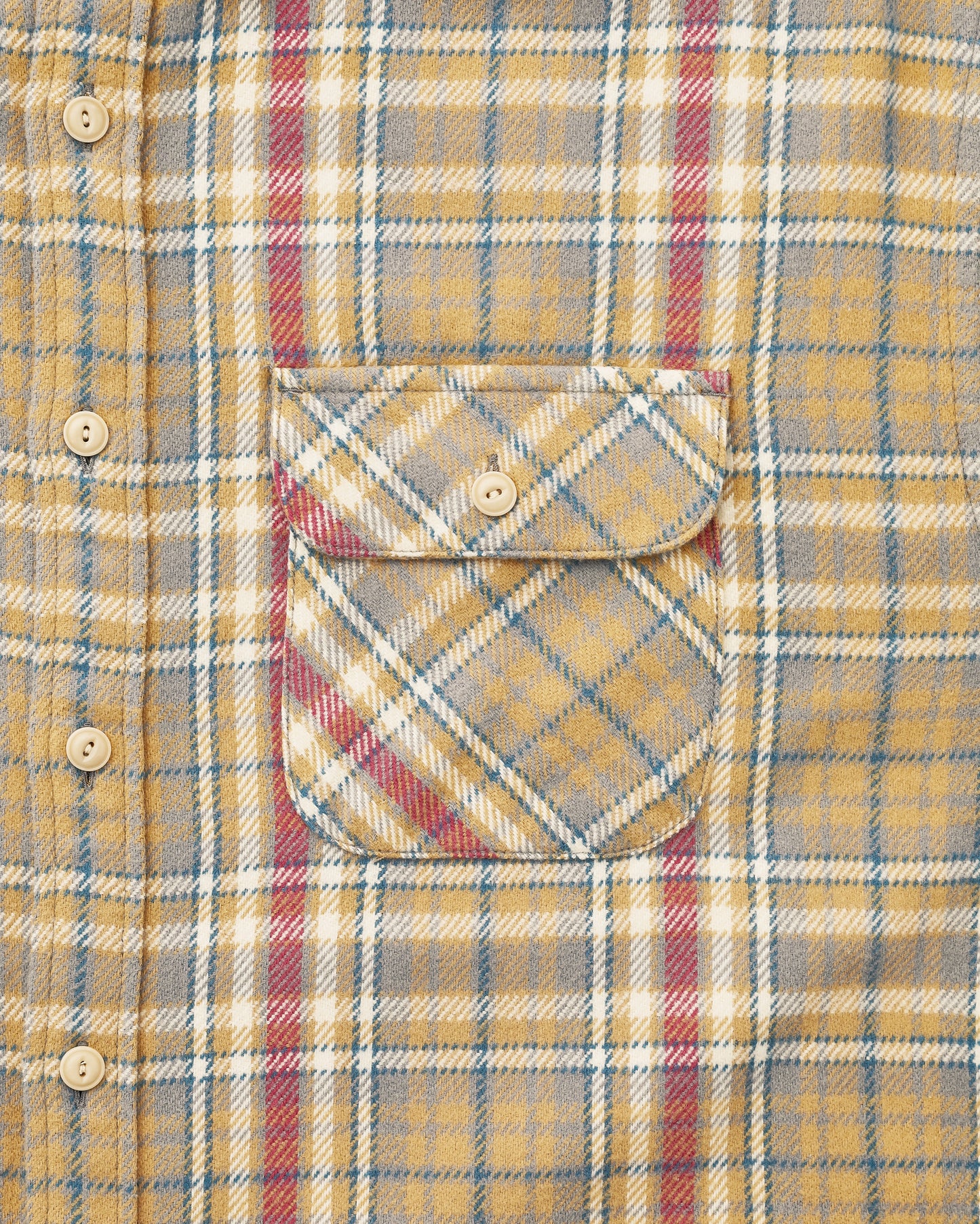Brushed Plaid Shirt Pale Yellow