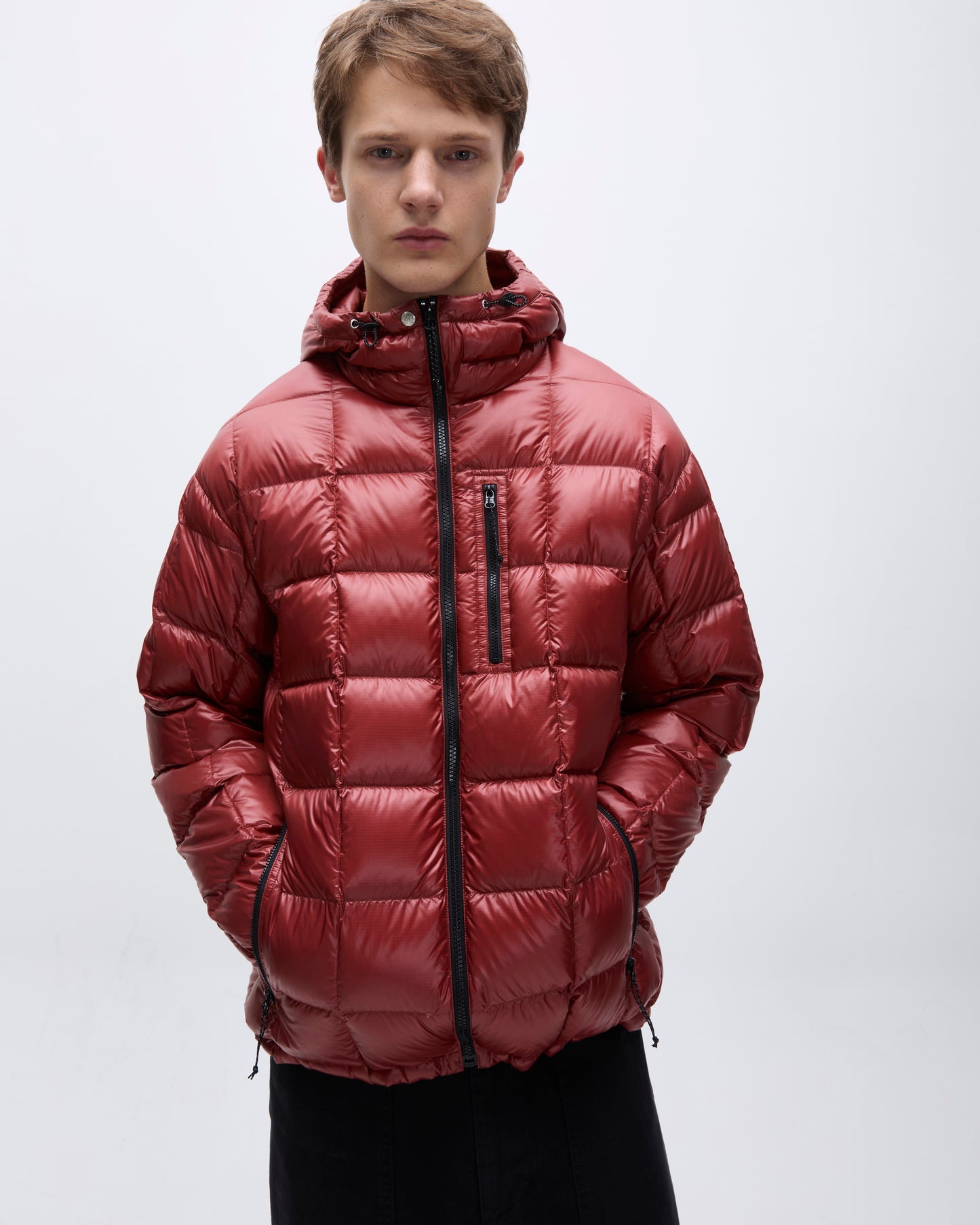 Camper Hooded Down Jacket Pale Red