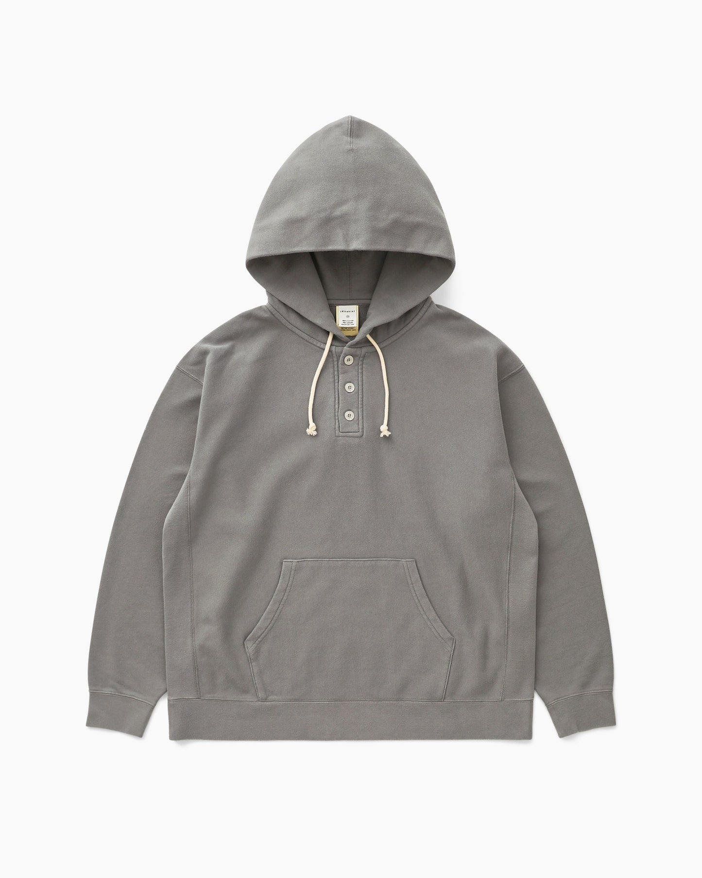 Half Button Hoodie Grey