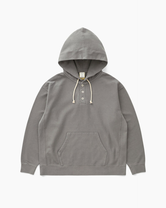 Half Button Hoodie Grey