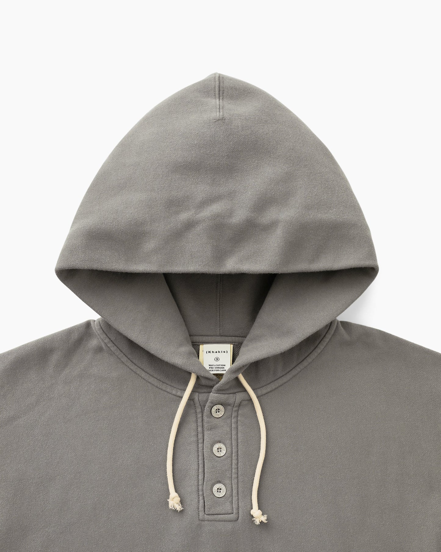 Half Button Hoodie Grey