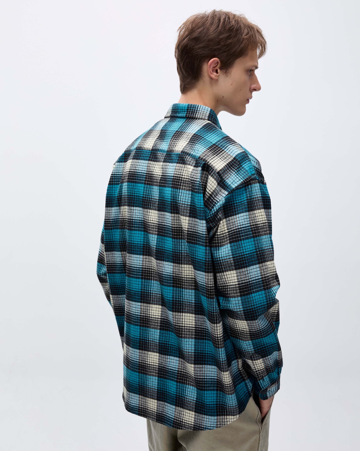 Shadow Check Flannel Shirt Blue