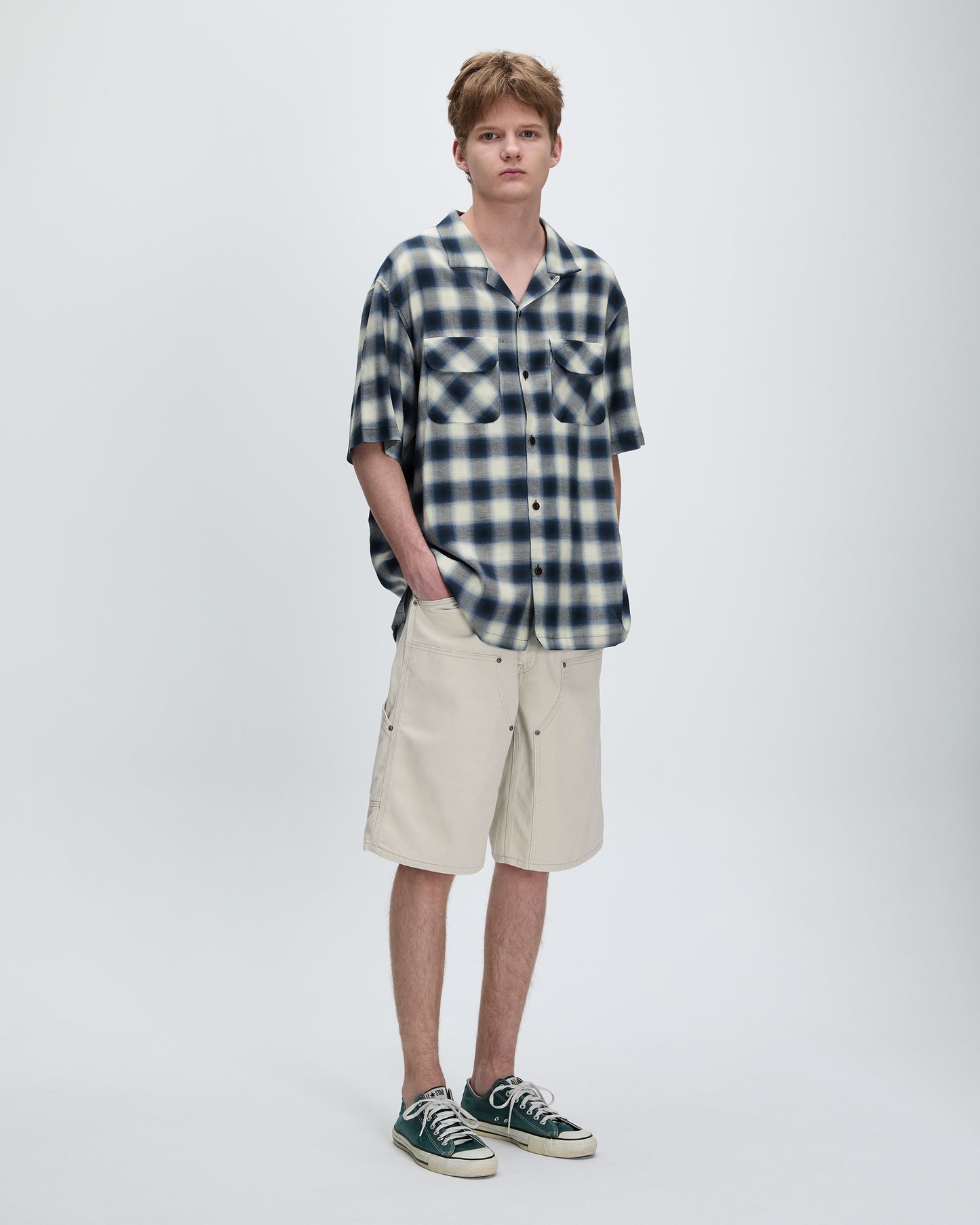 Shadow Plaid S/S Shirt Blue