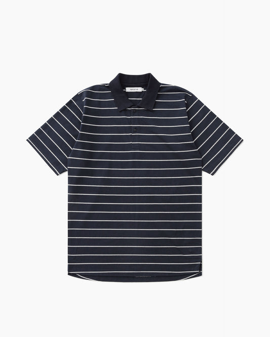 Officer S/S Polo Shirt Border Dark Navy
