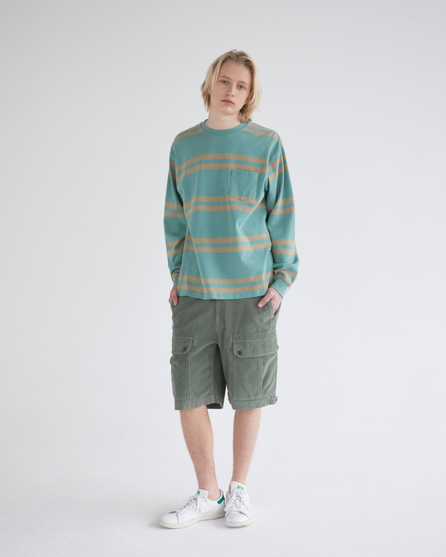 Bold Stripe L/S Tee Dusty Green