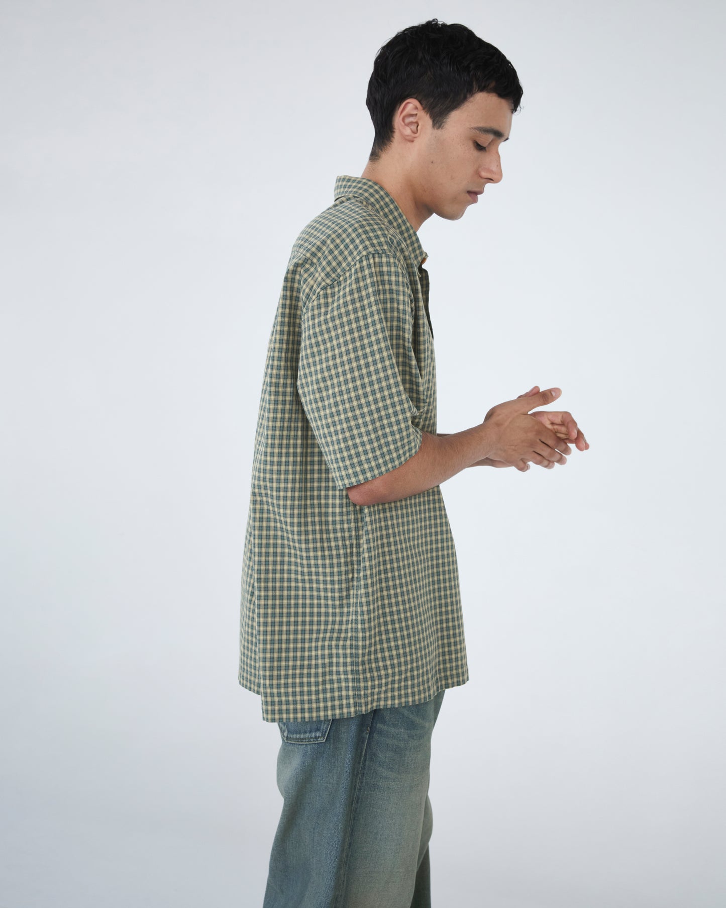 Border Check S/S Shirt Forest