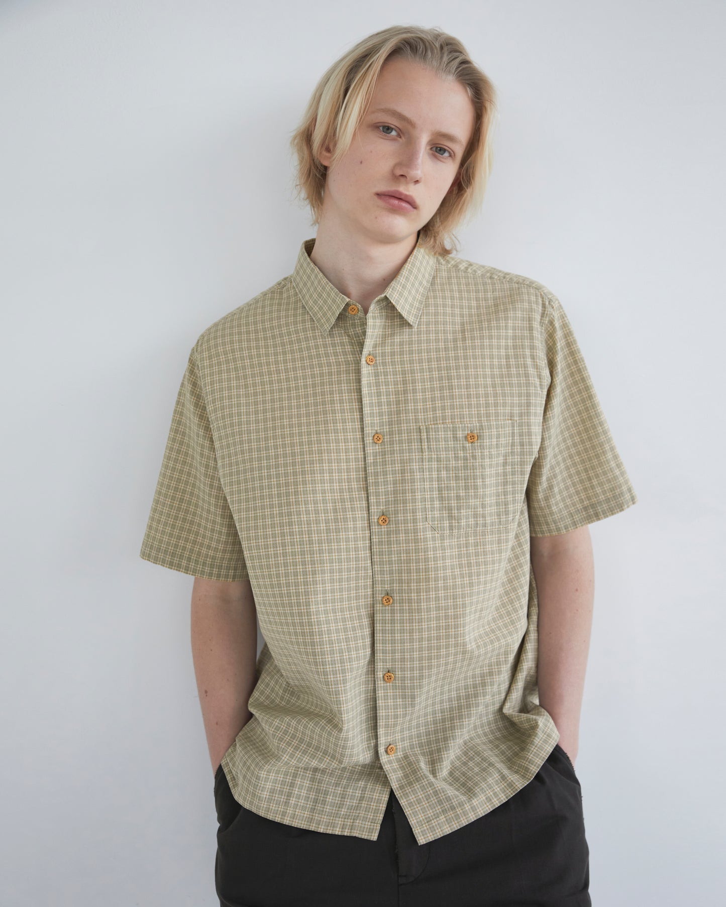 Border Check S/S Shirt Sage