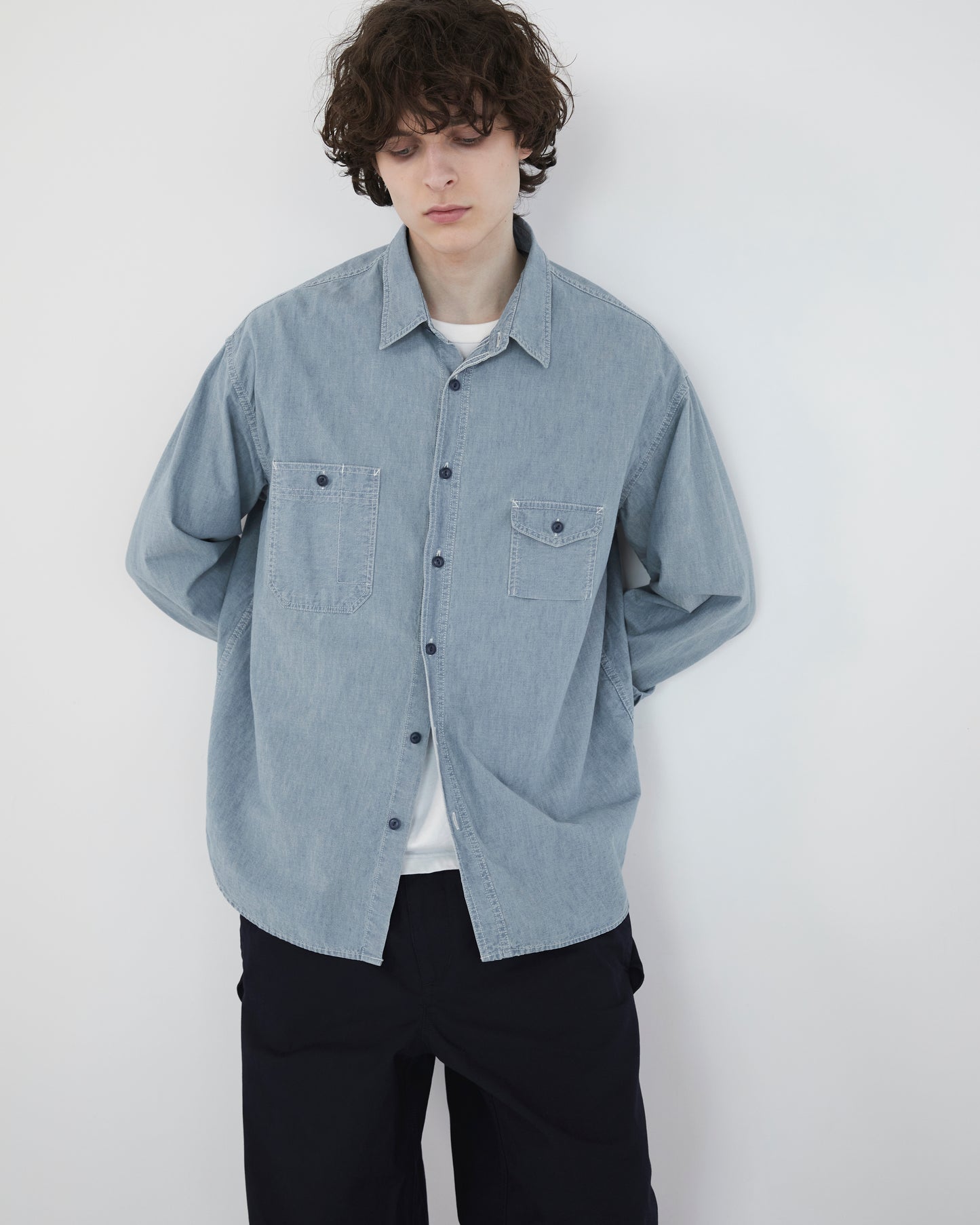 Chambray L/S Shirt Mid Blue