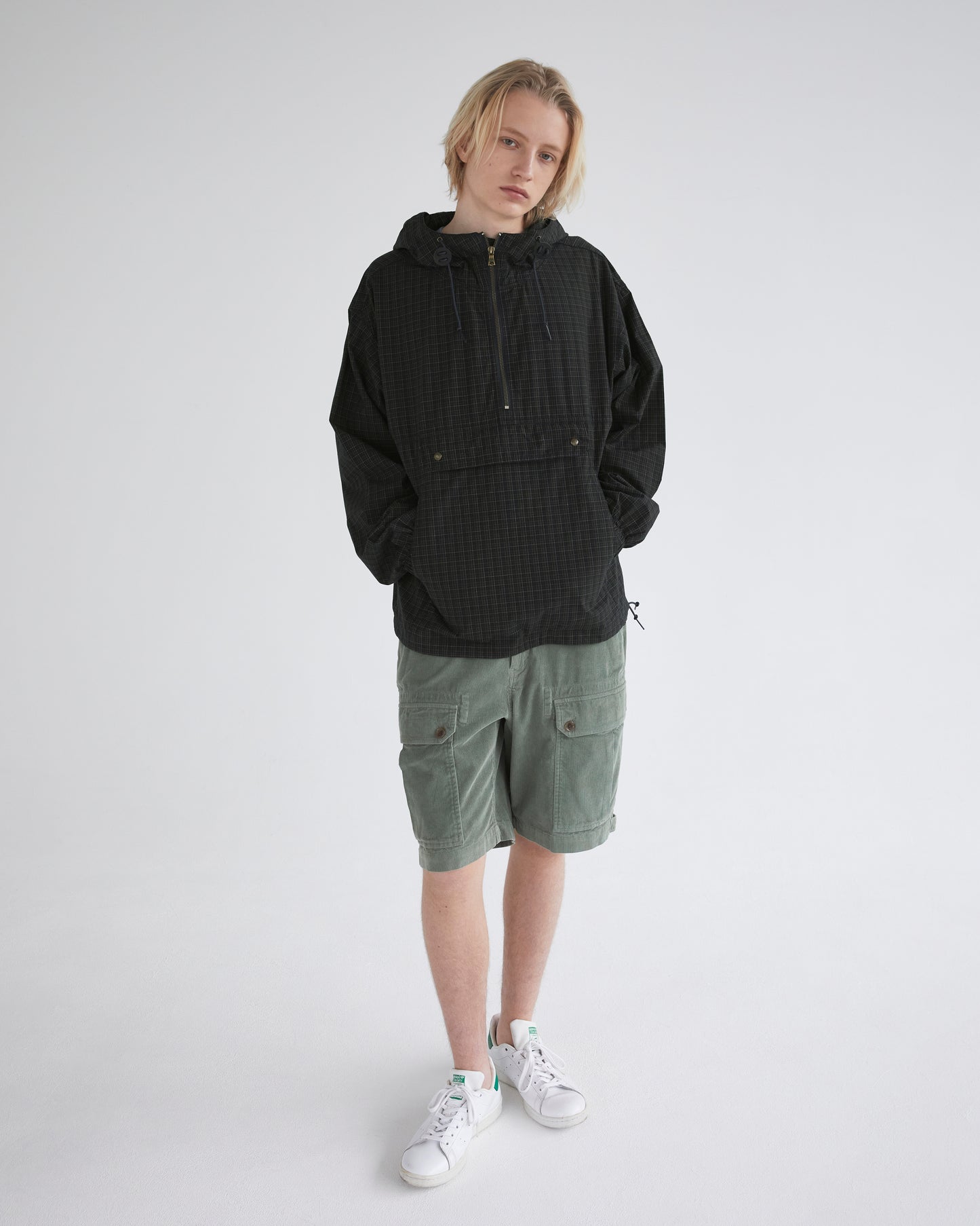 Cotton Plaid Anorak Navy
