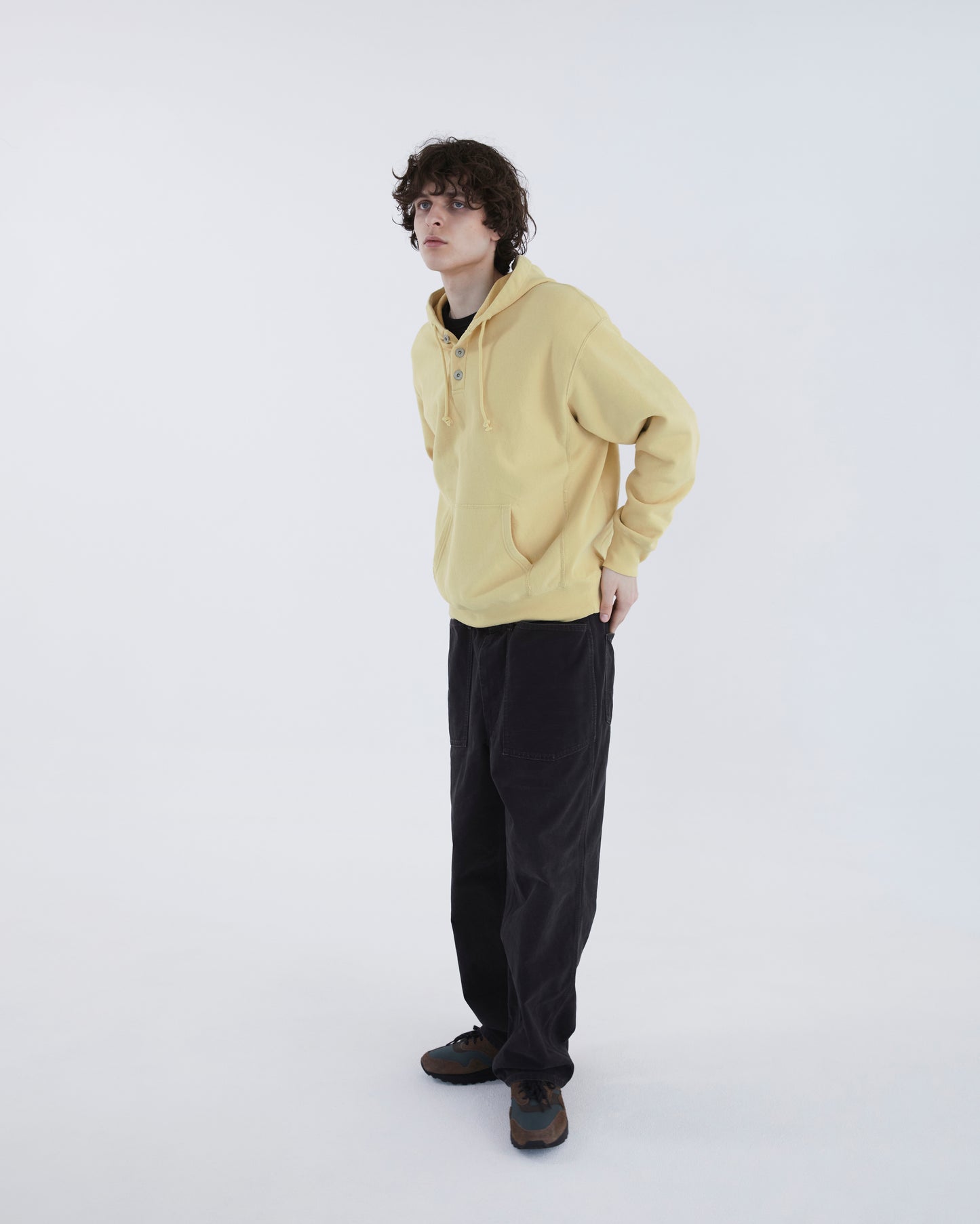 Half Button Hoodie Yellow