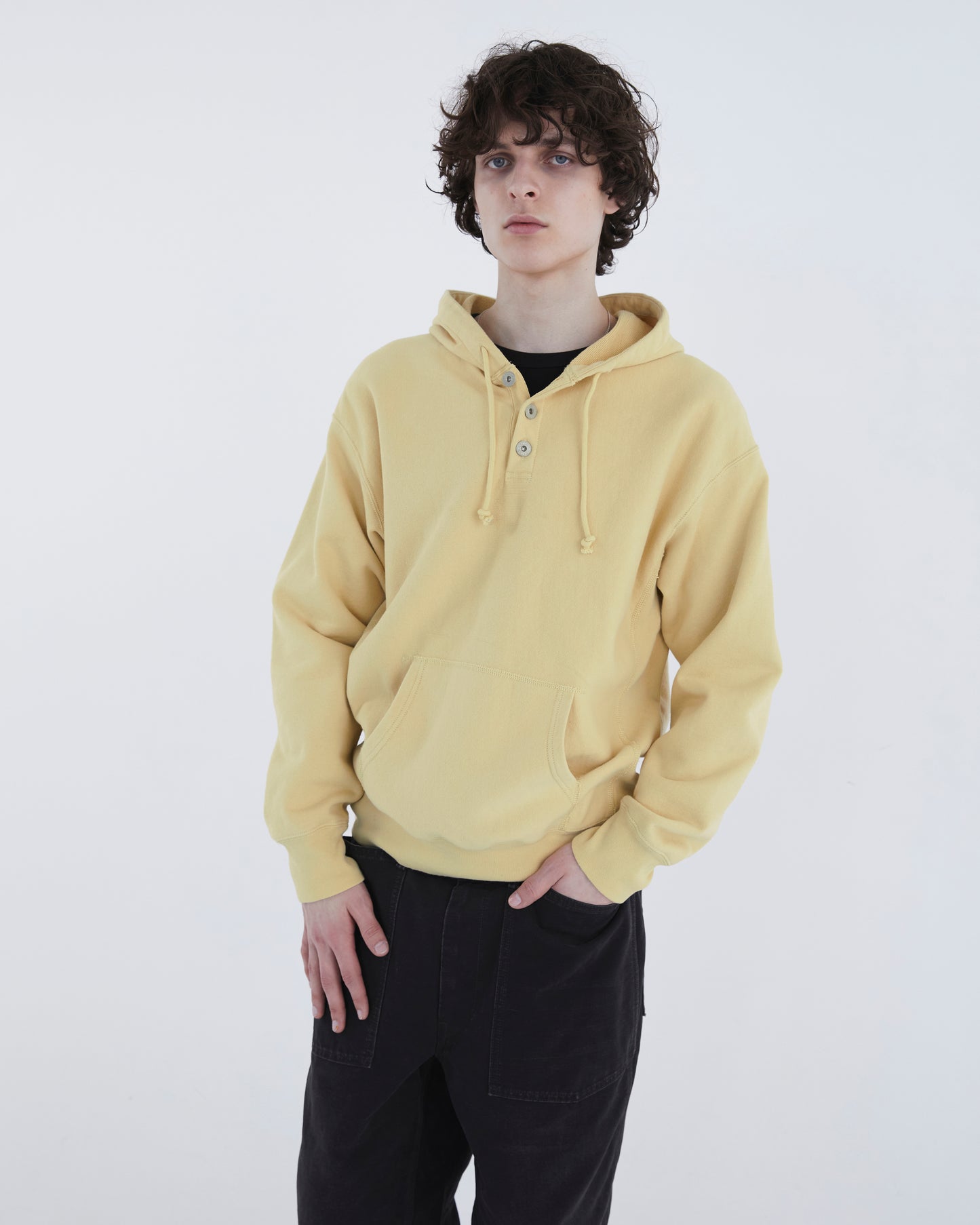 Half Button Hoodie Yellow