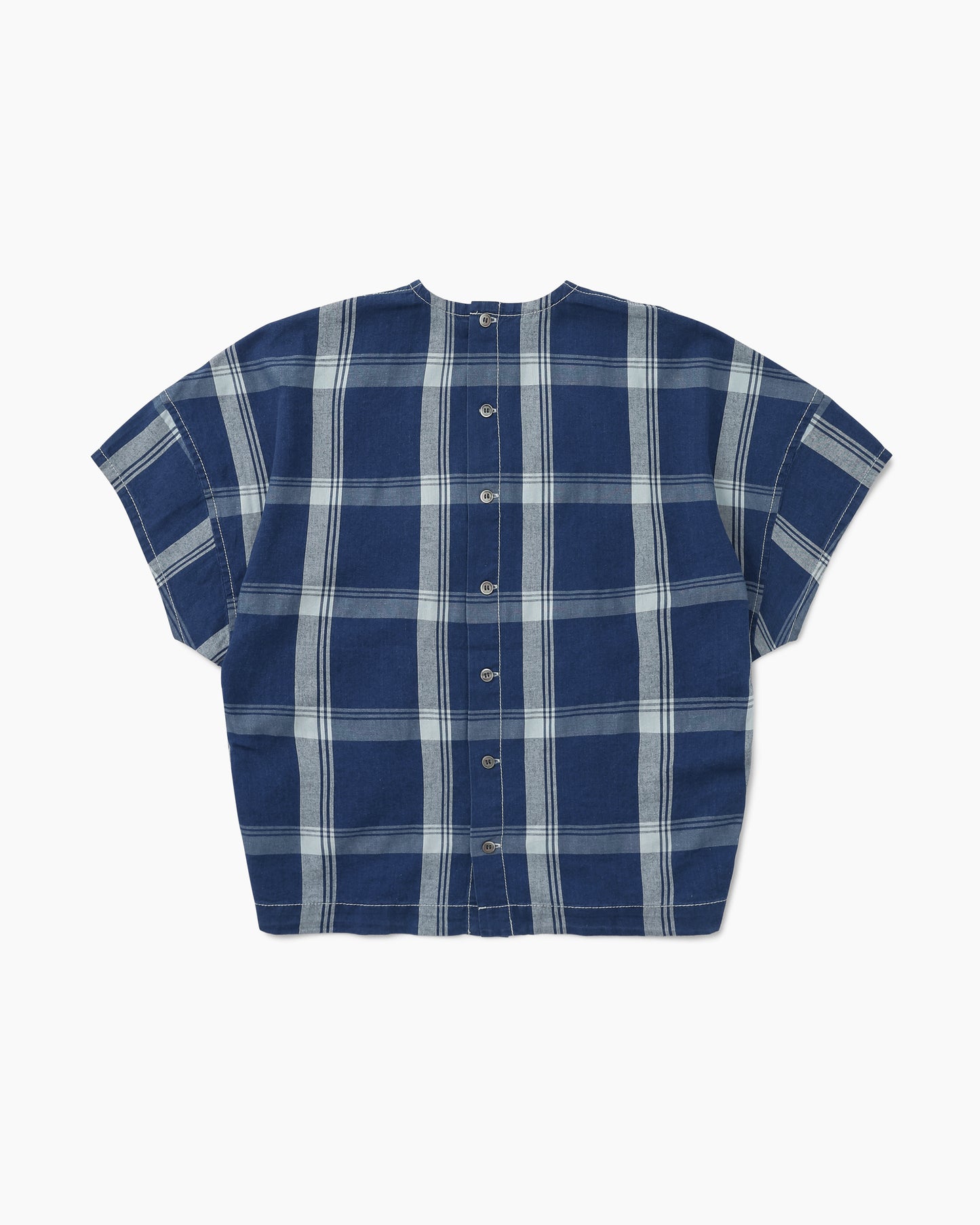 Indigo Check SS Pullover (W) Blue