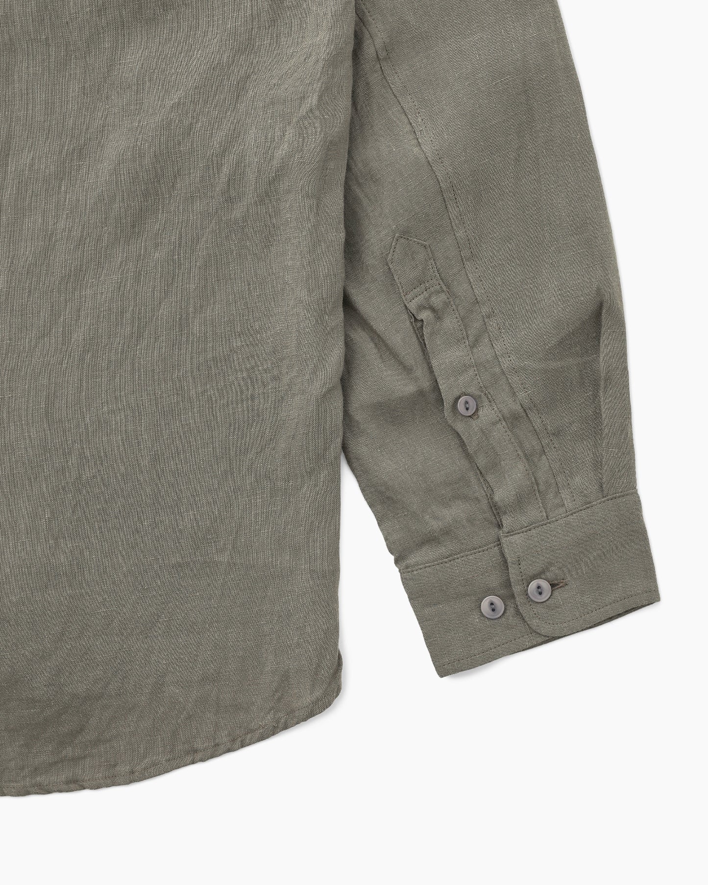 Officer Stand Collar L/S Shirt Linen Canvas Gray