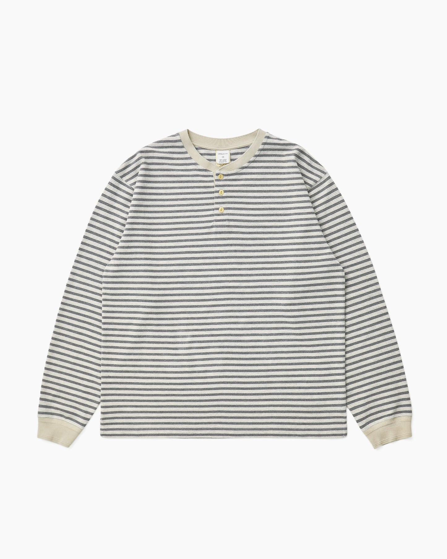 Stripe Henley L/S Tee Grey