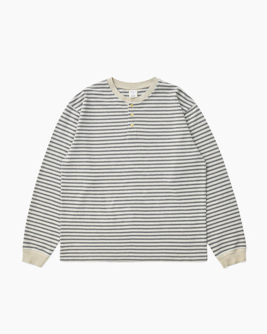 Stripe Henley L/S Tee Grey