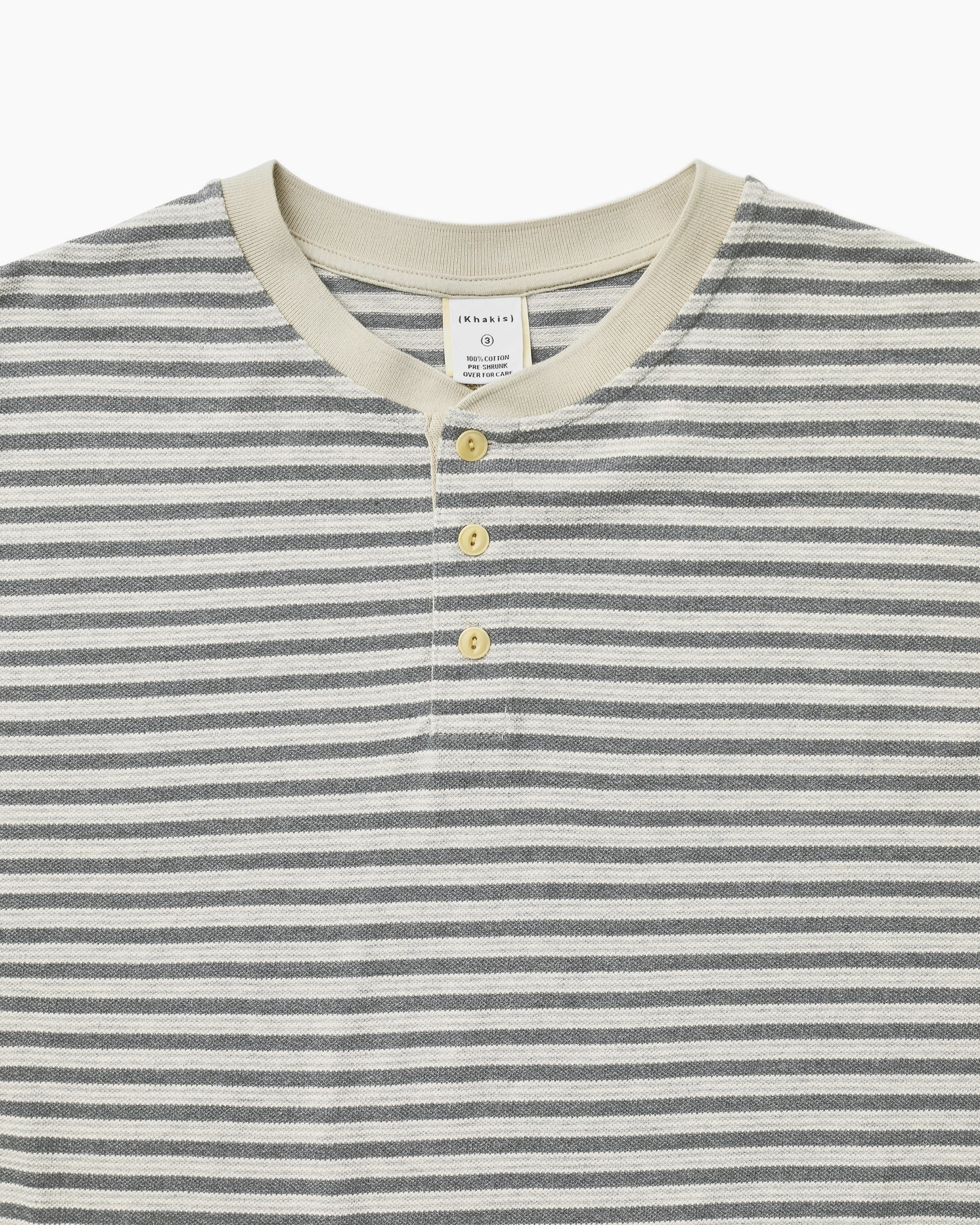 Stripe Henley L/S Tee Grey