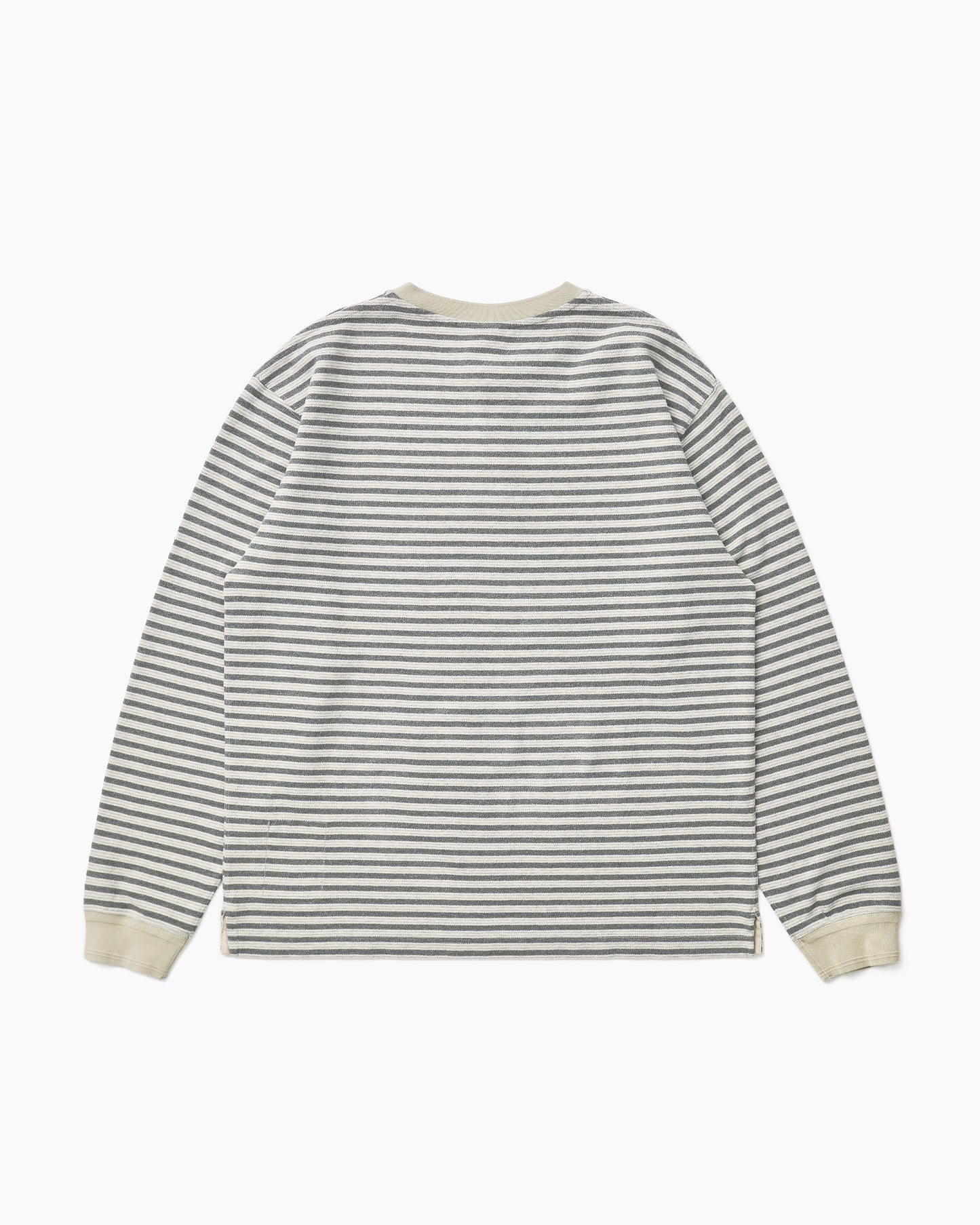 Stripe Henley L/S Tee Grey
