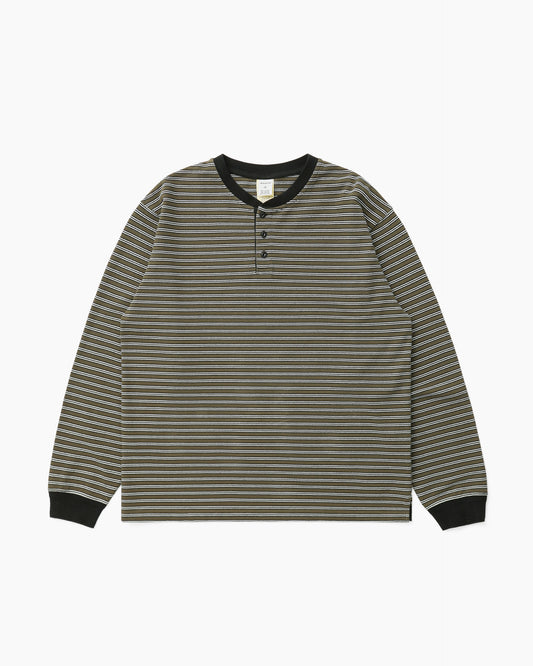 Stripe Henley L/S Tee Olive