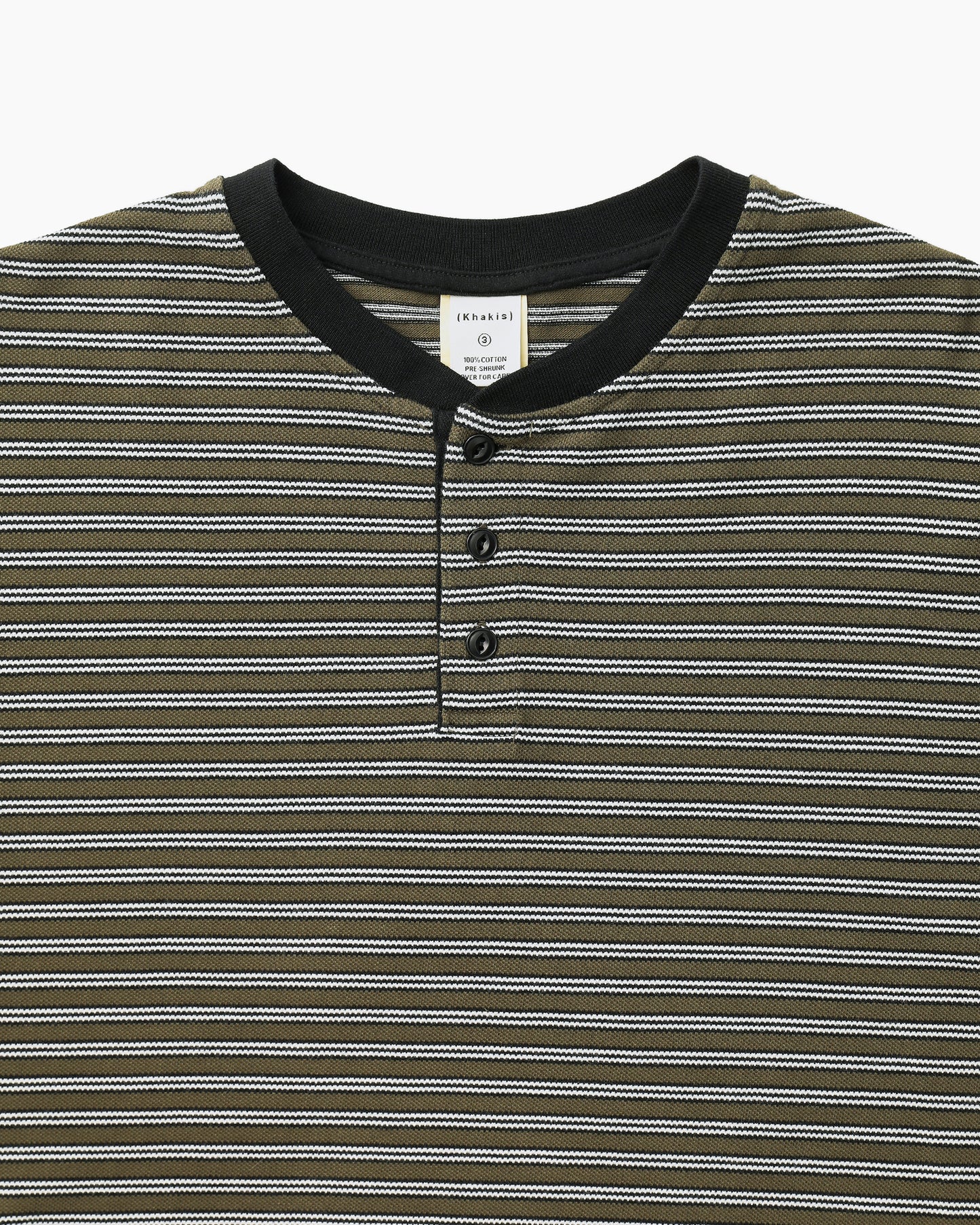 Stripe Henley L/S Tee Olive