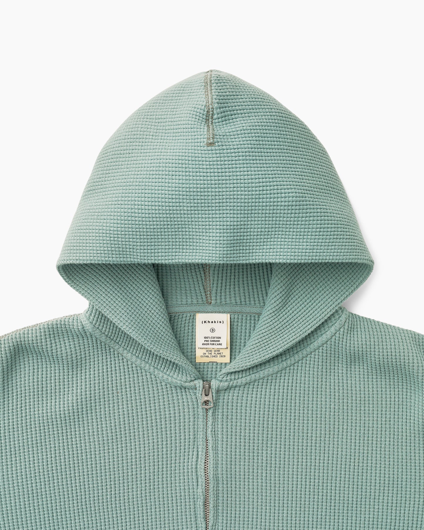 Waffle Full Zip Hoodie Dusty Teal