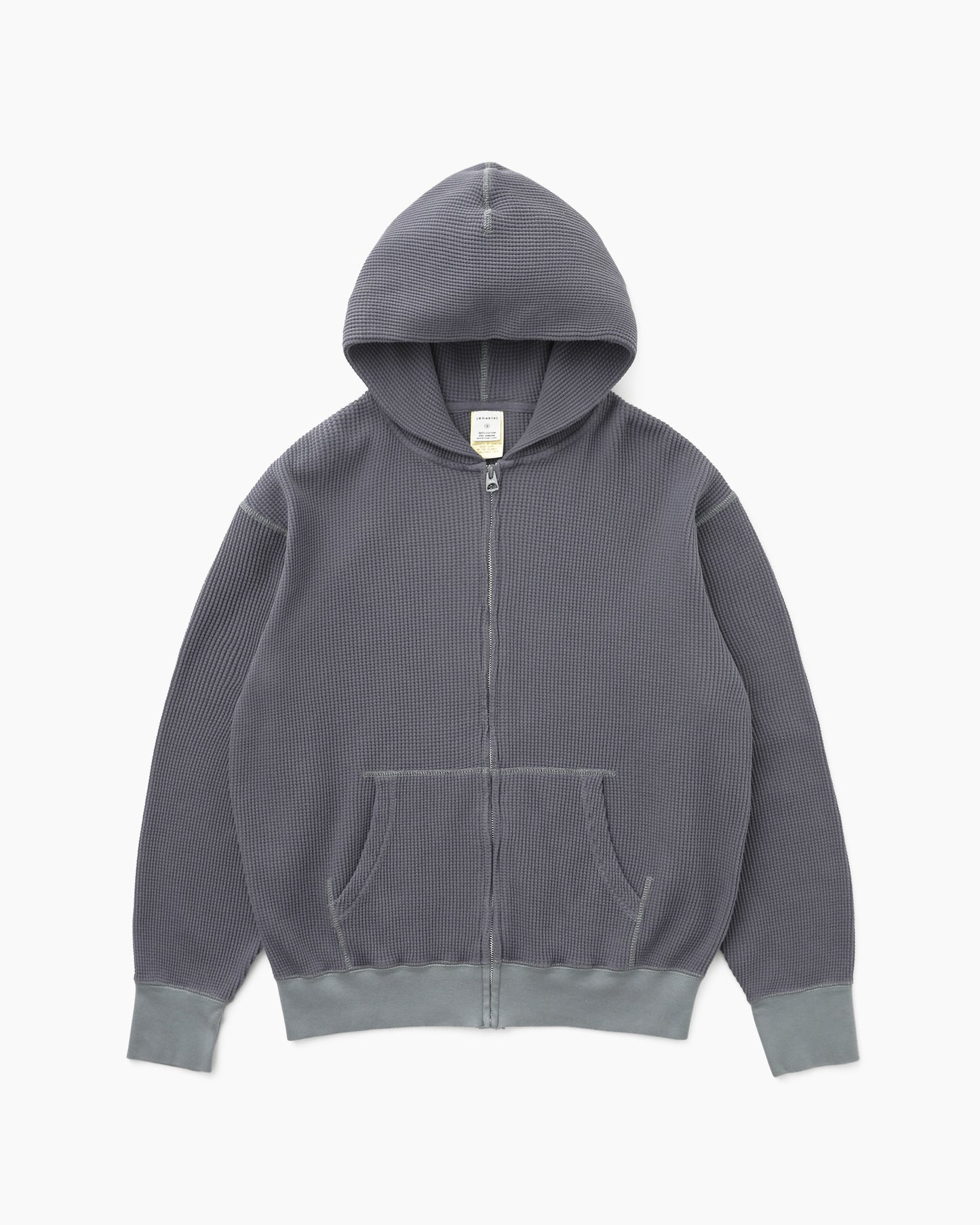Waffle Full Zip Hoodie Faded Black