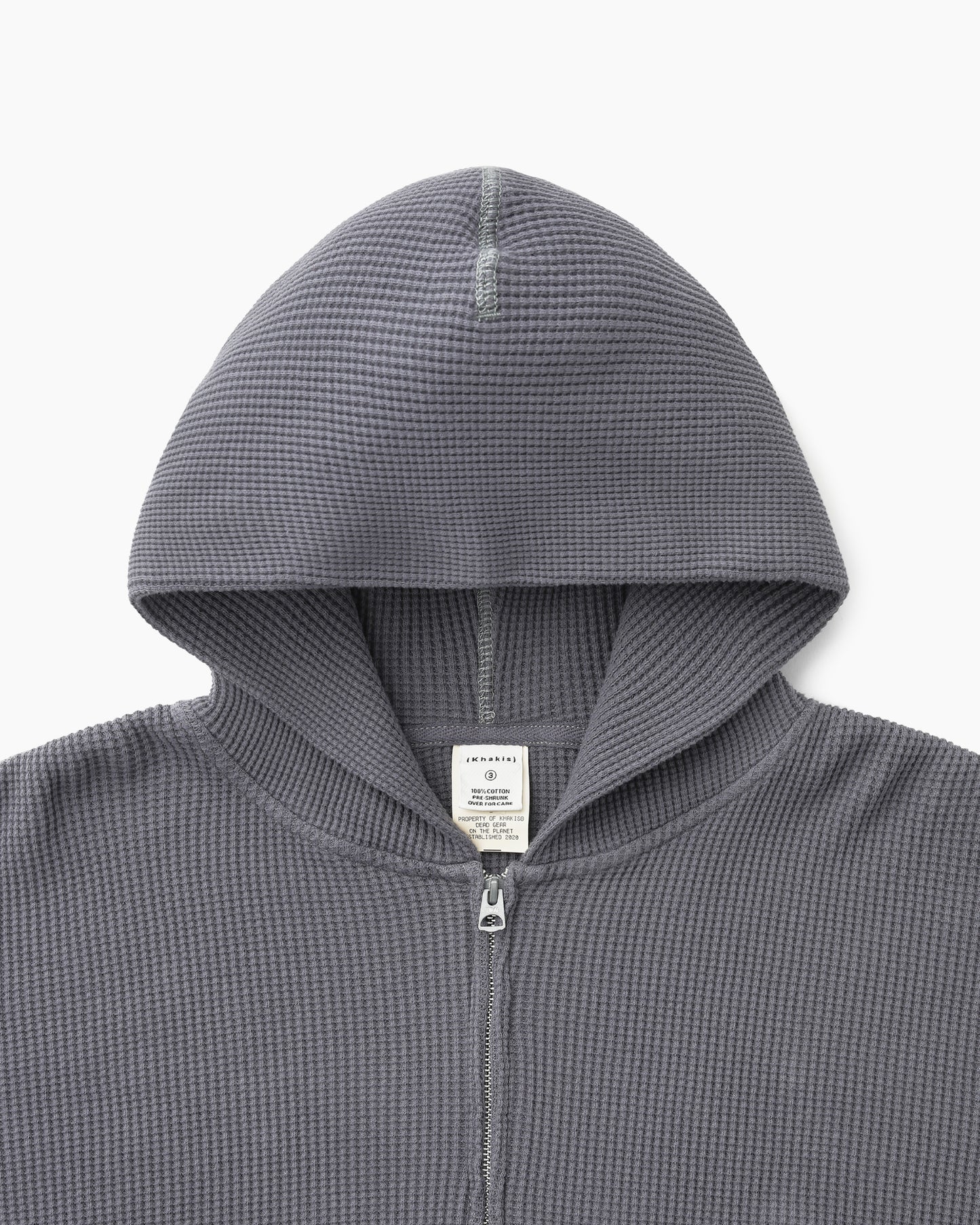 Waffle Full Zip Hoodie Faded Black