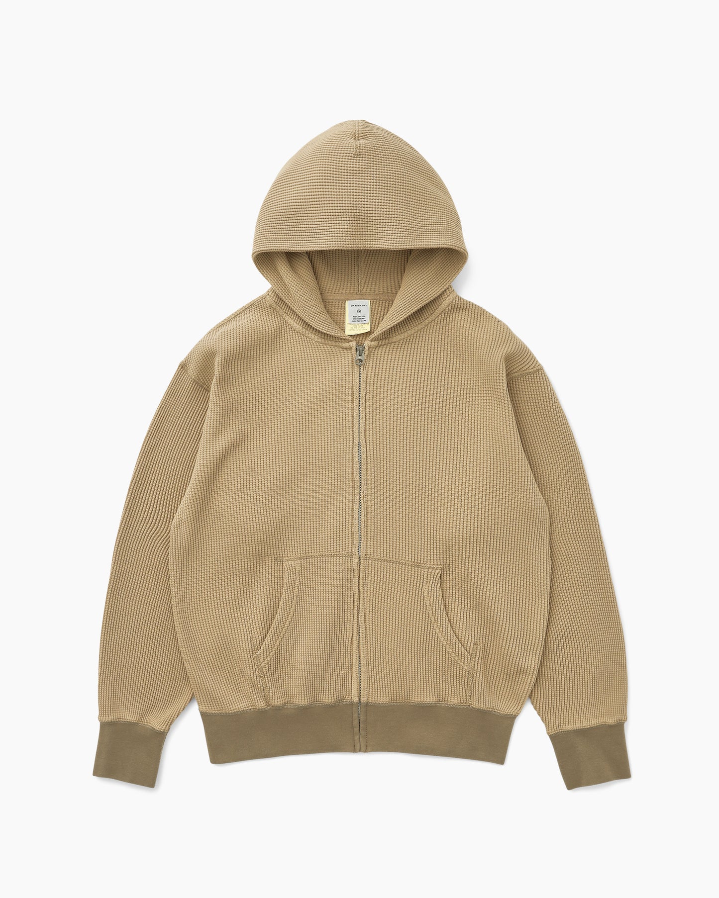 Waffle Full Zip Hoodie Tan