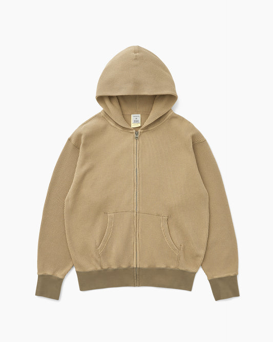 Waffle Full Zip Hoodie Tan