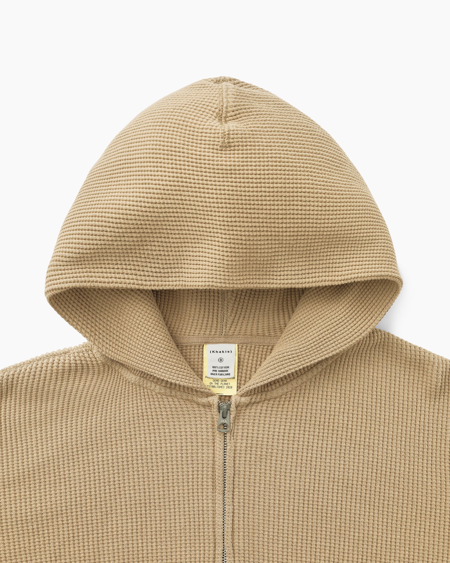 Waffle Full Zip Hoodie Tan
